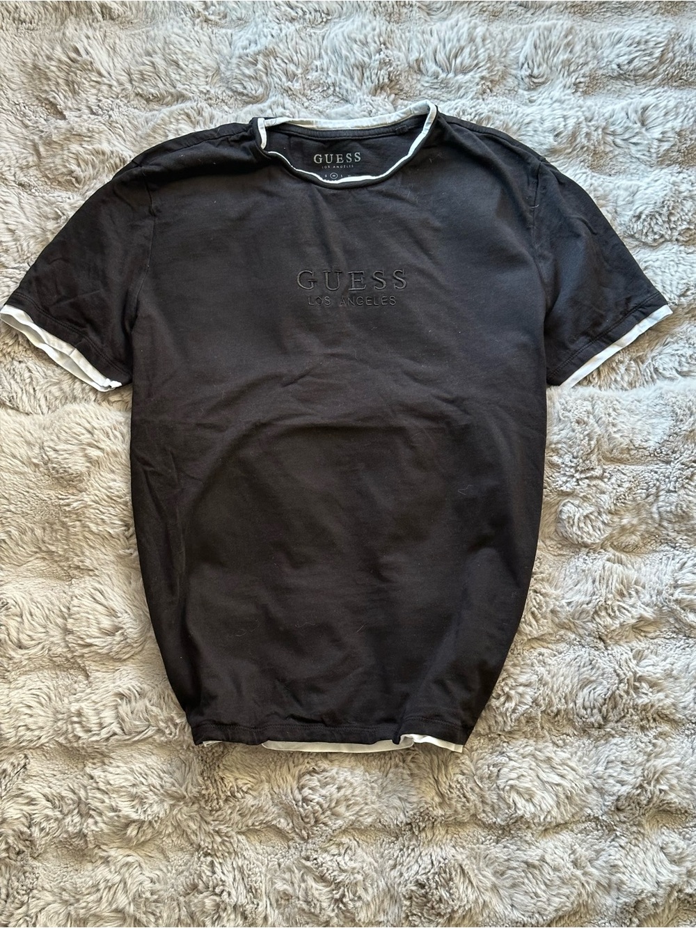 GUESS Black Short-Sleeve Tee with White Trim